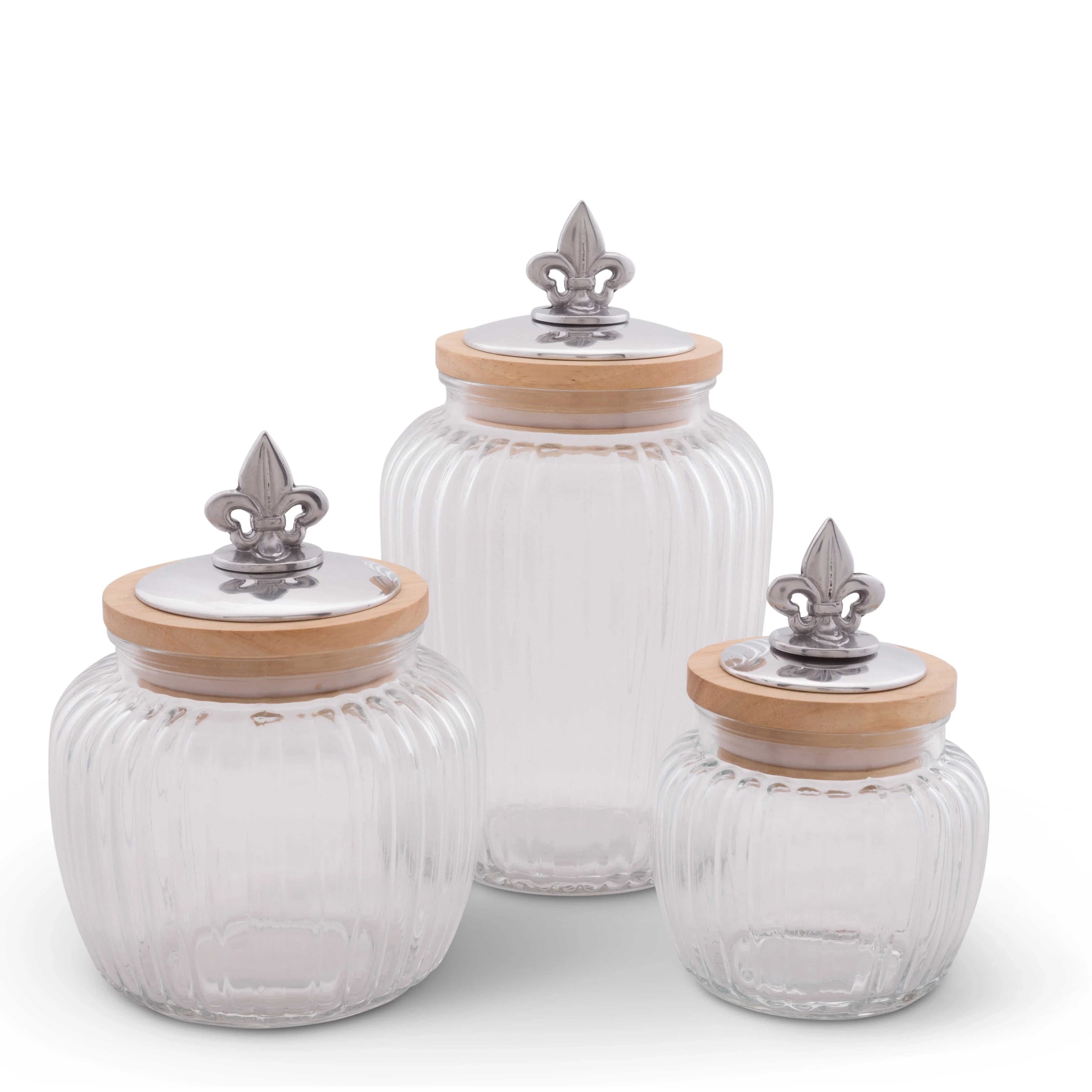 Fleur De Lis Knob Glass Canisters
