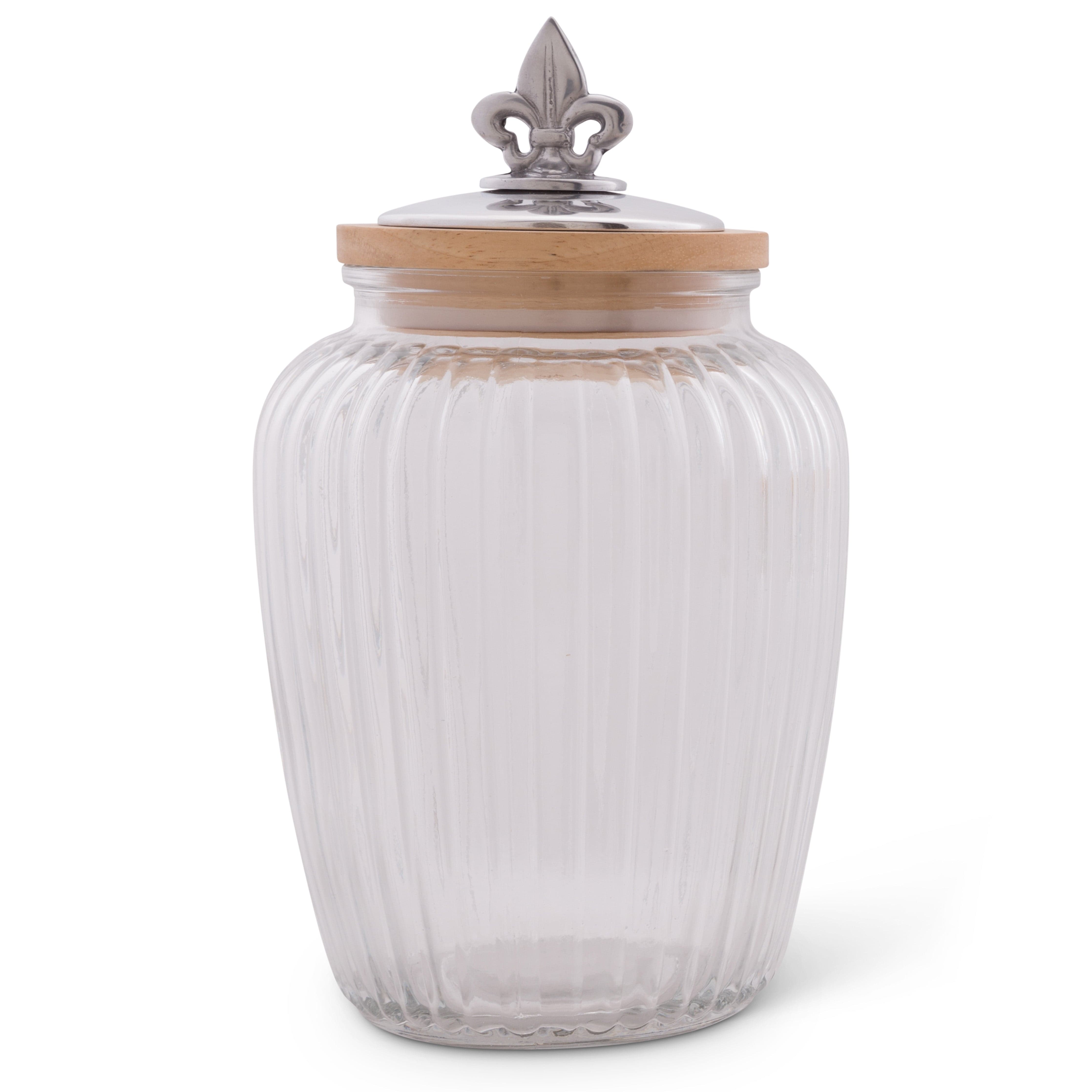 Fleur De Lis Knob Glass Canisters