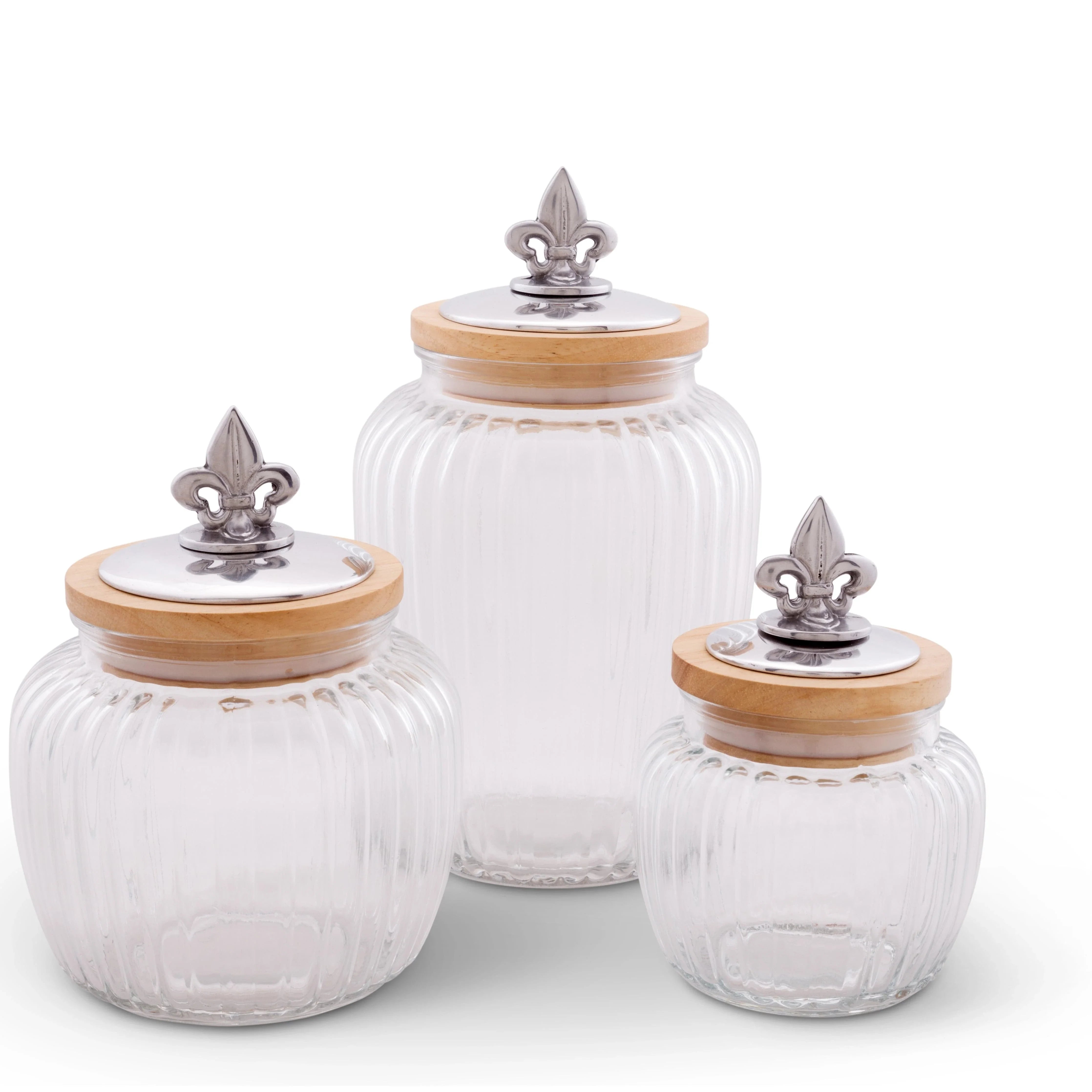 Fleur De Lis Knob Glass Canisters