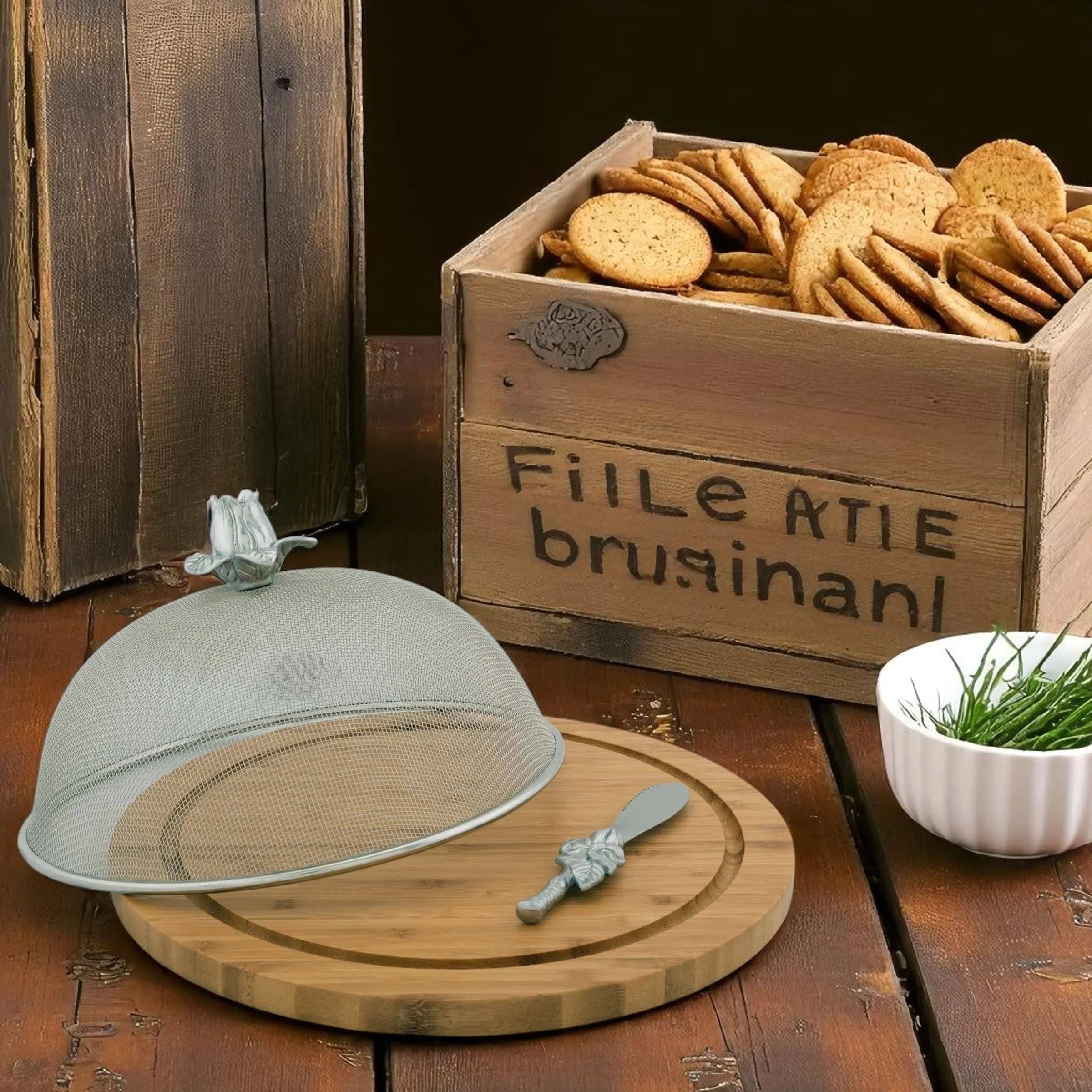 Magnolia 3 Piece Picnic Cheese Board / Spreader