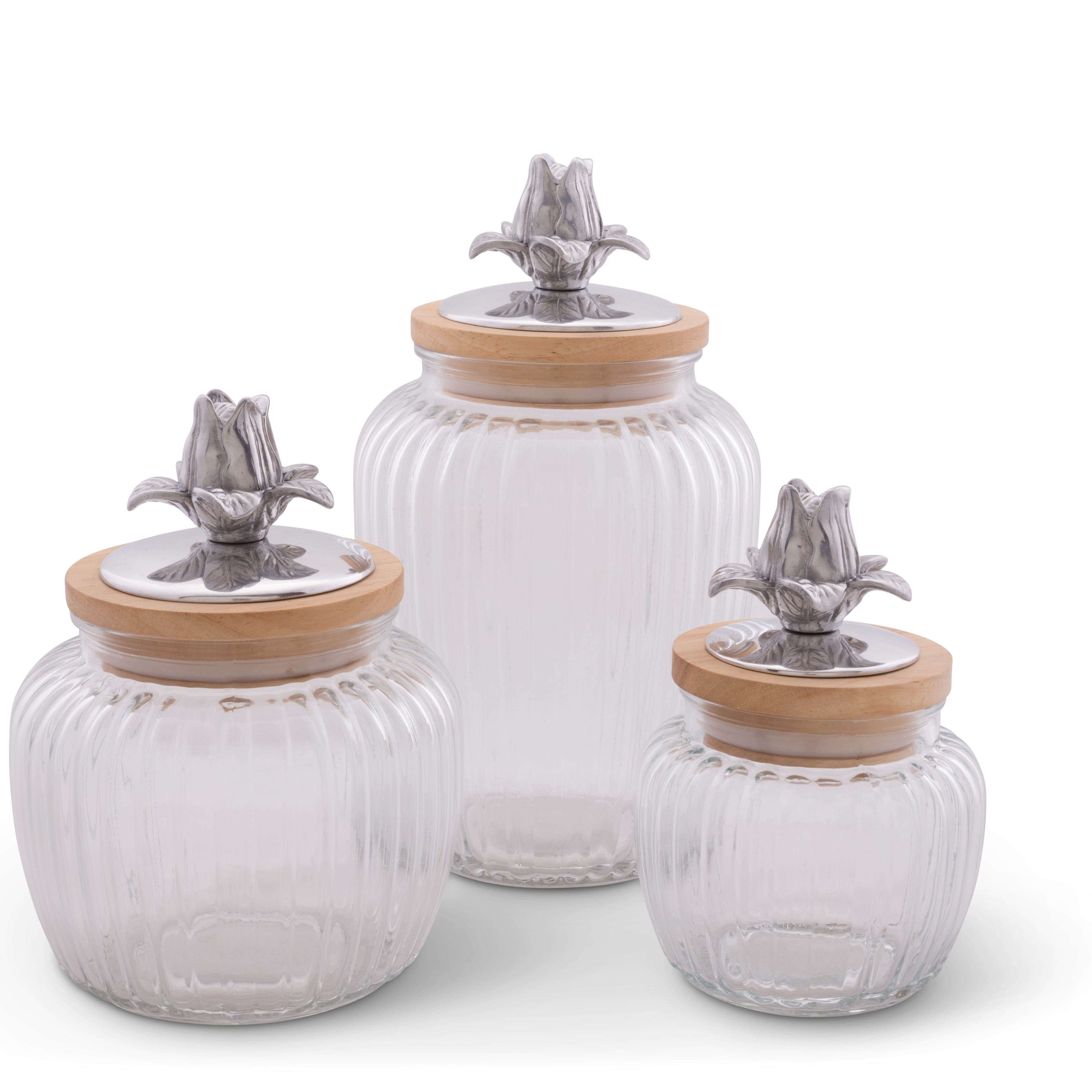 Magnolia Knob Glass Canisters