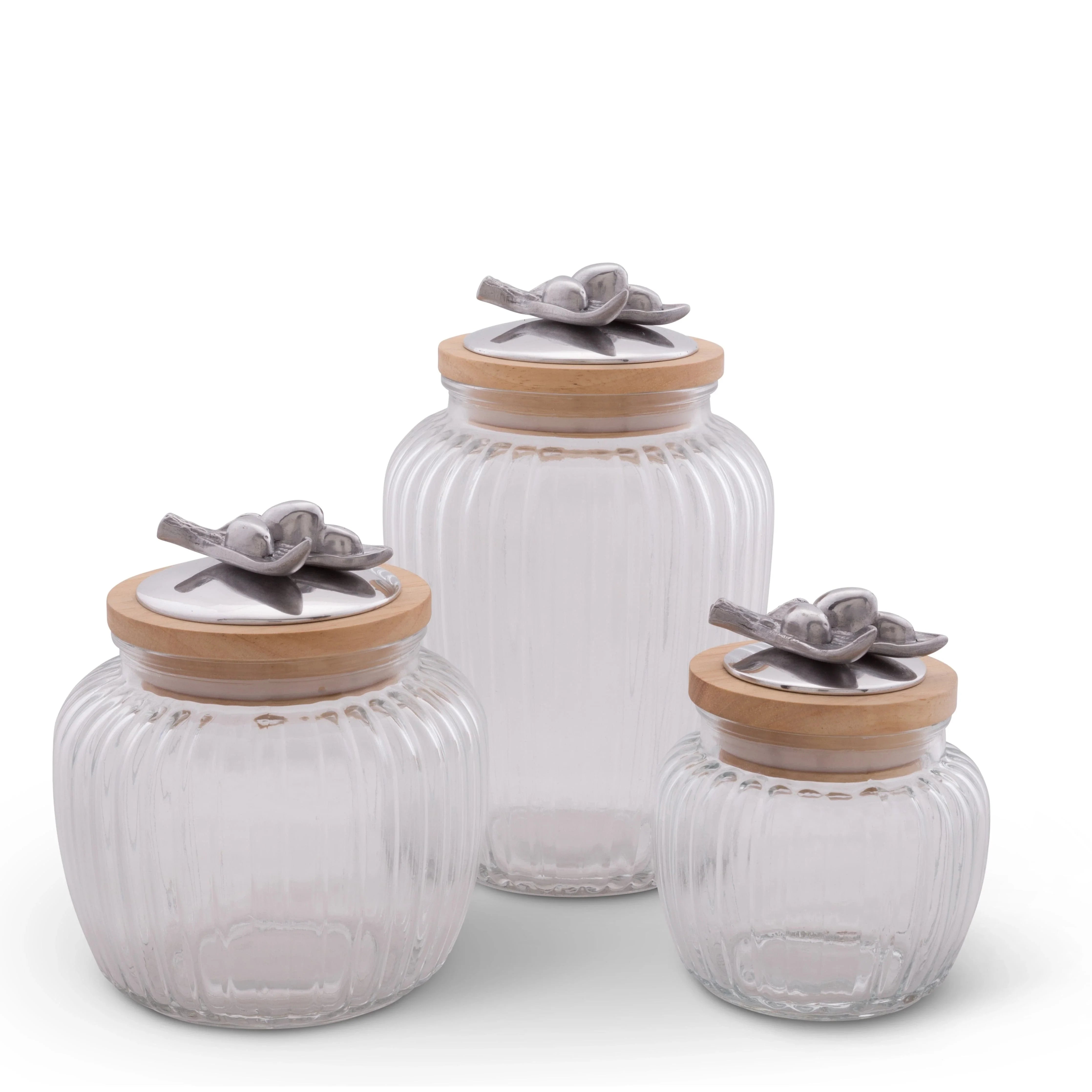 Olive Knob Glass Canisters