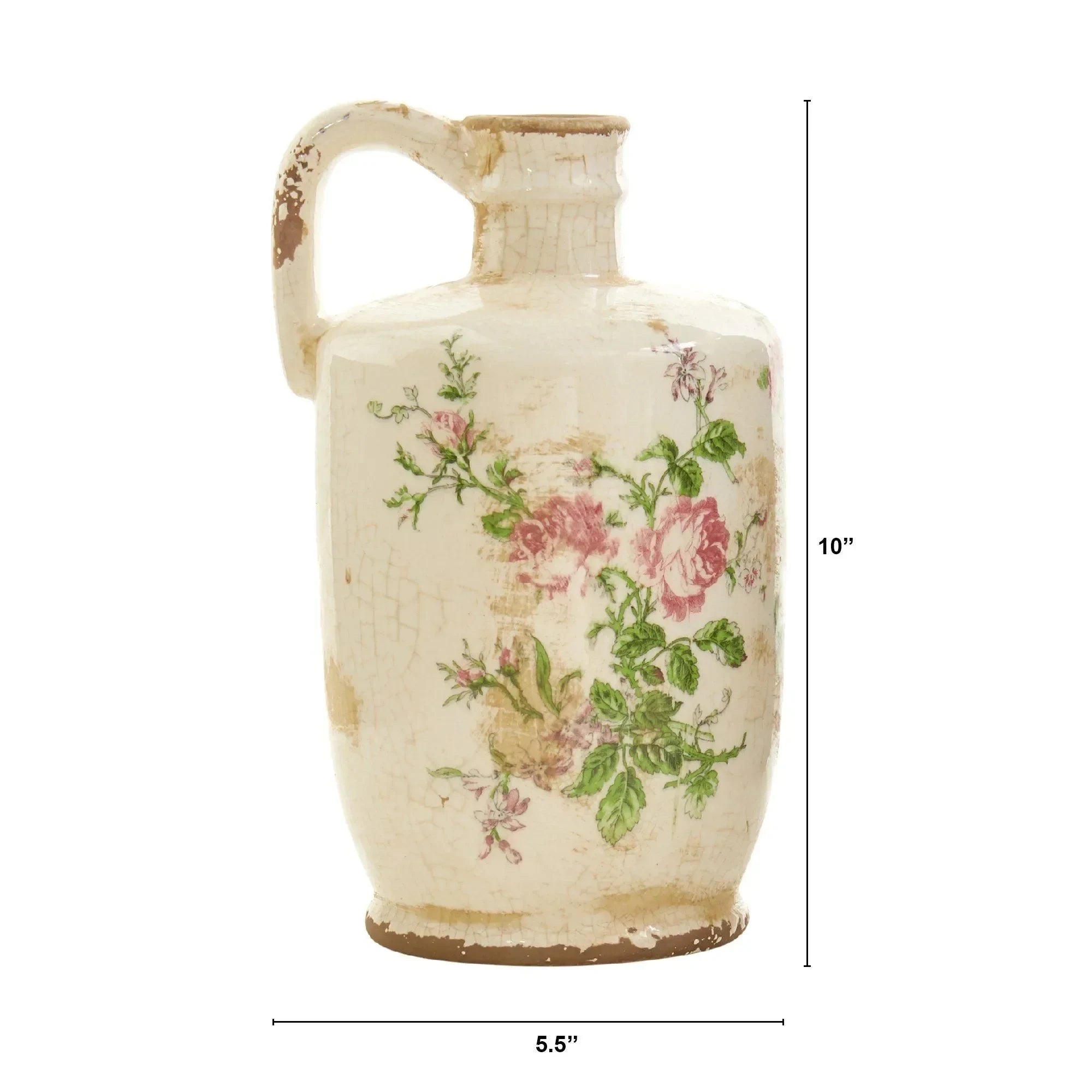 10” Tuscan Ceramic Floral Print Pitcher - The Mayfair Hall