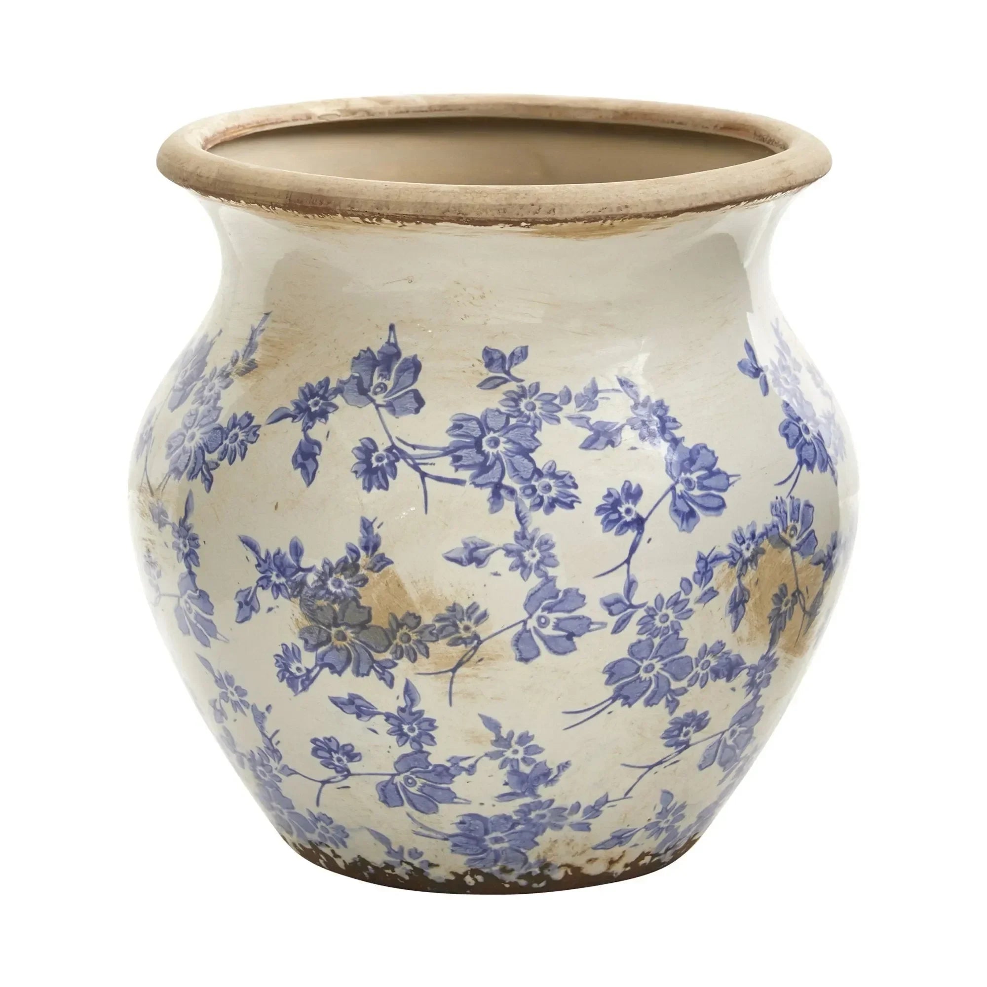 10.5” Tuscan Ceramic Blue Scroll Urn Vase - The Mayfair Hall