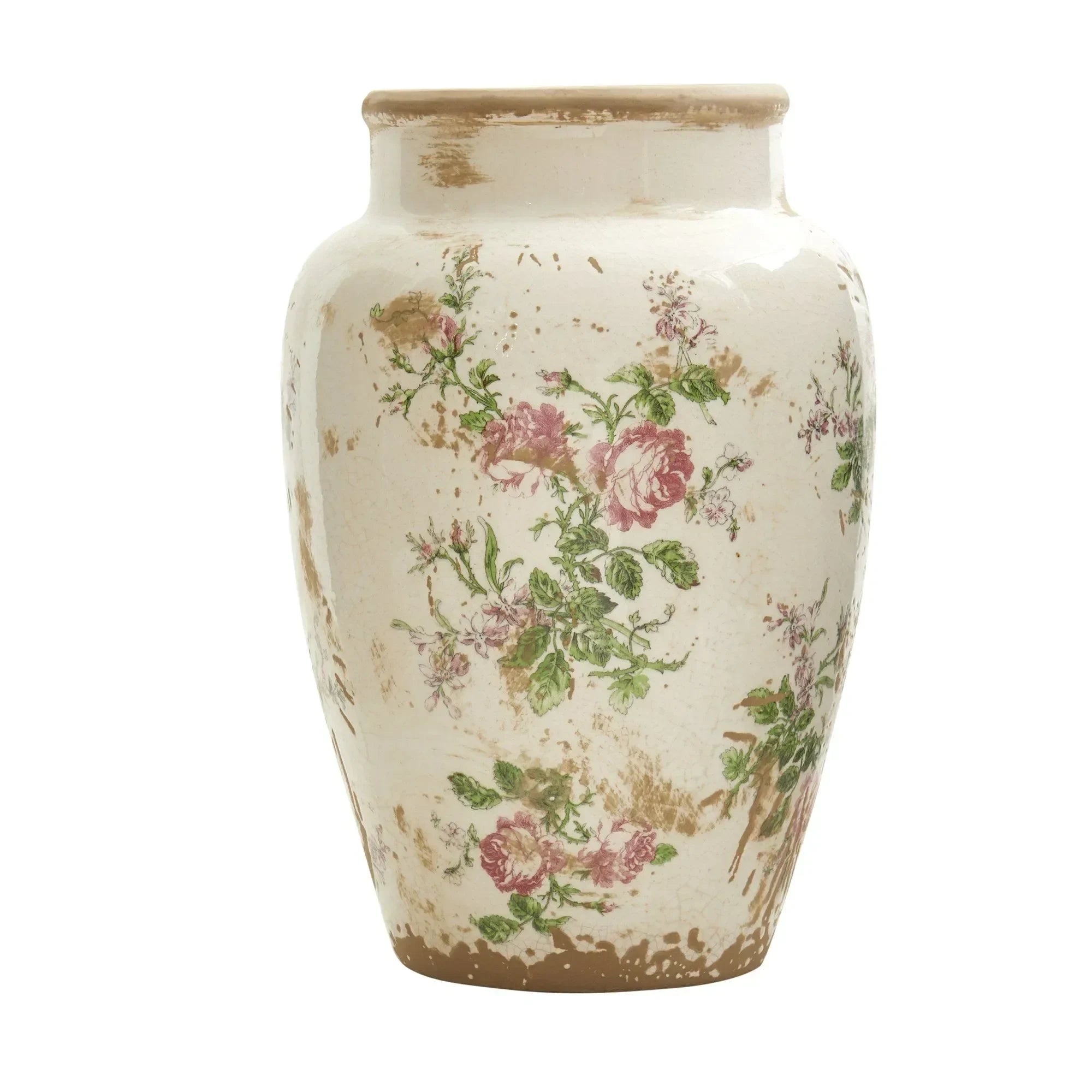12.5” Tuscan Ceramic Floral Print Vase - The Mayfair Hall