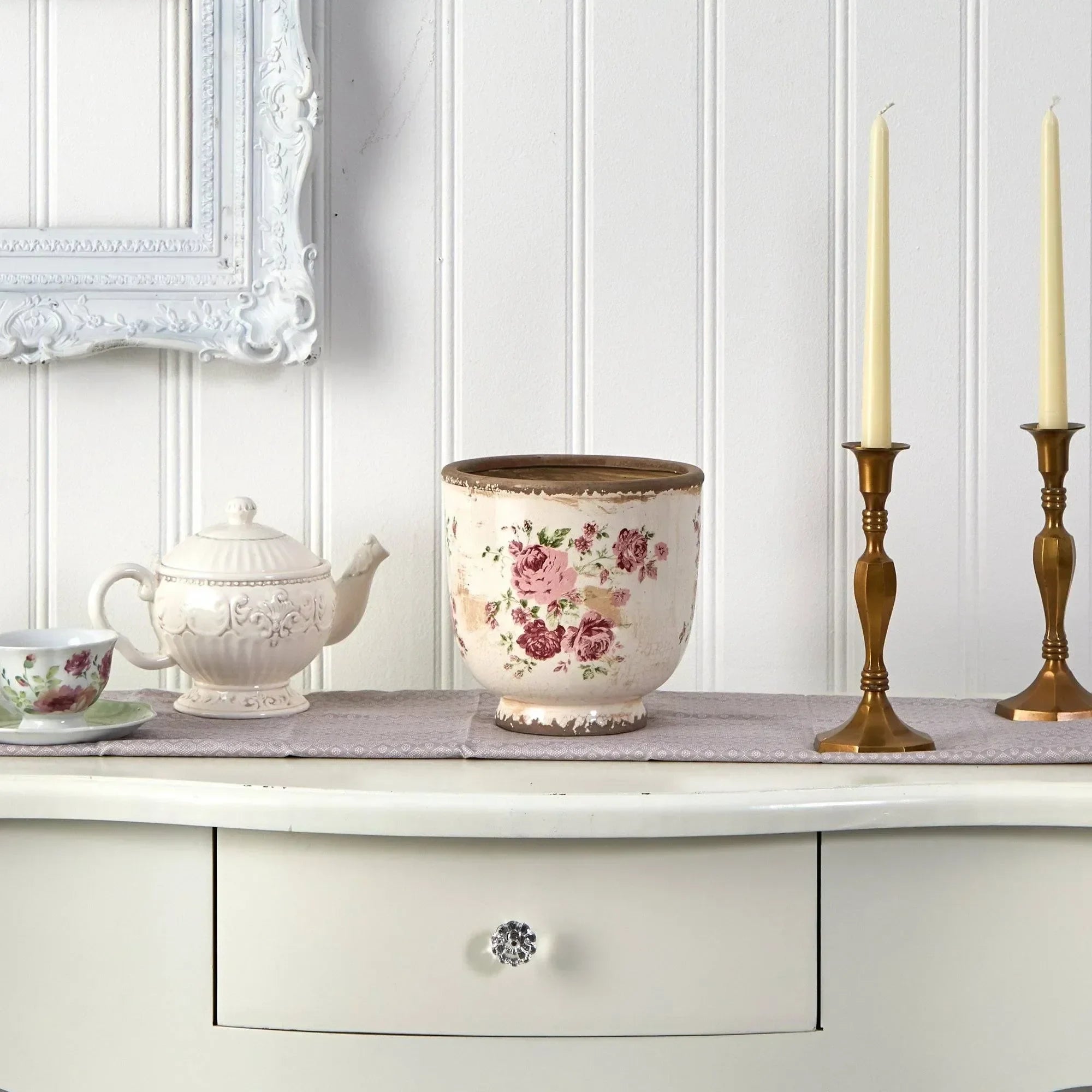 7.5” Tuscan Ceramic Floral Print Planter - The Mayfair Hall