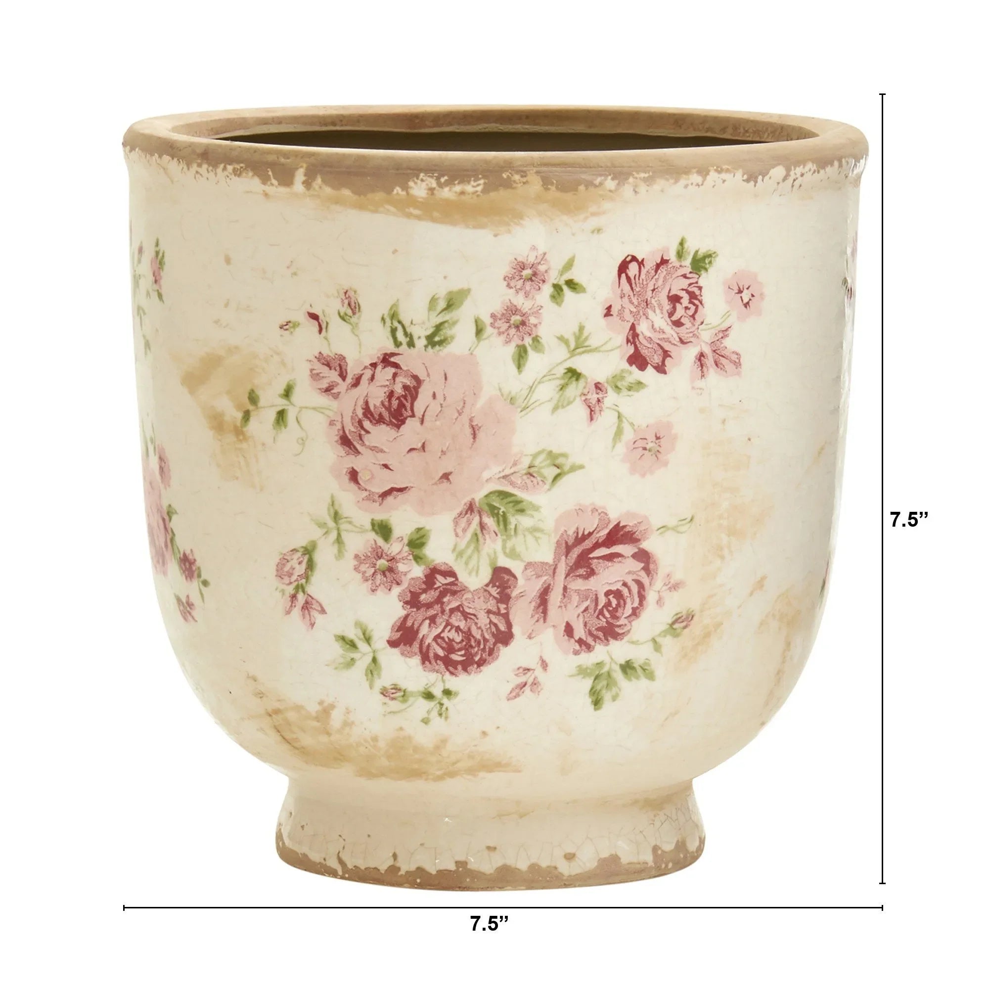 7.5” Tuscan Ceramic Floral Print Planter - The Mayfair Hall