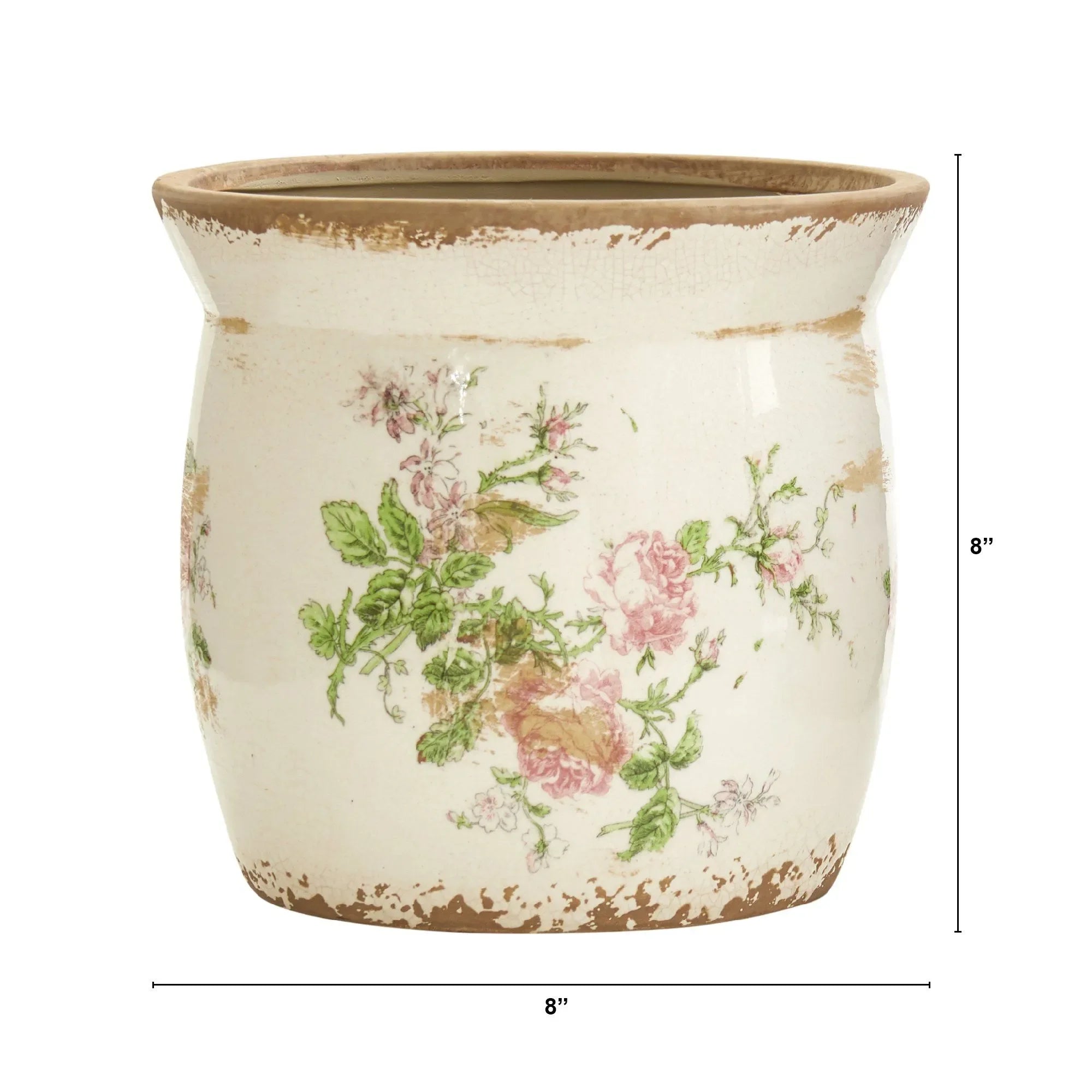 8” Tuscan Ceramic Floral Print Planter - The Mayfair Hall