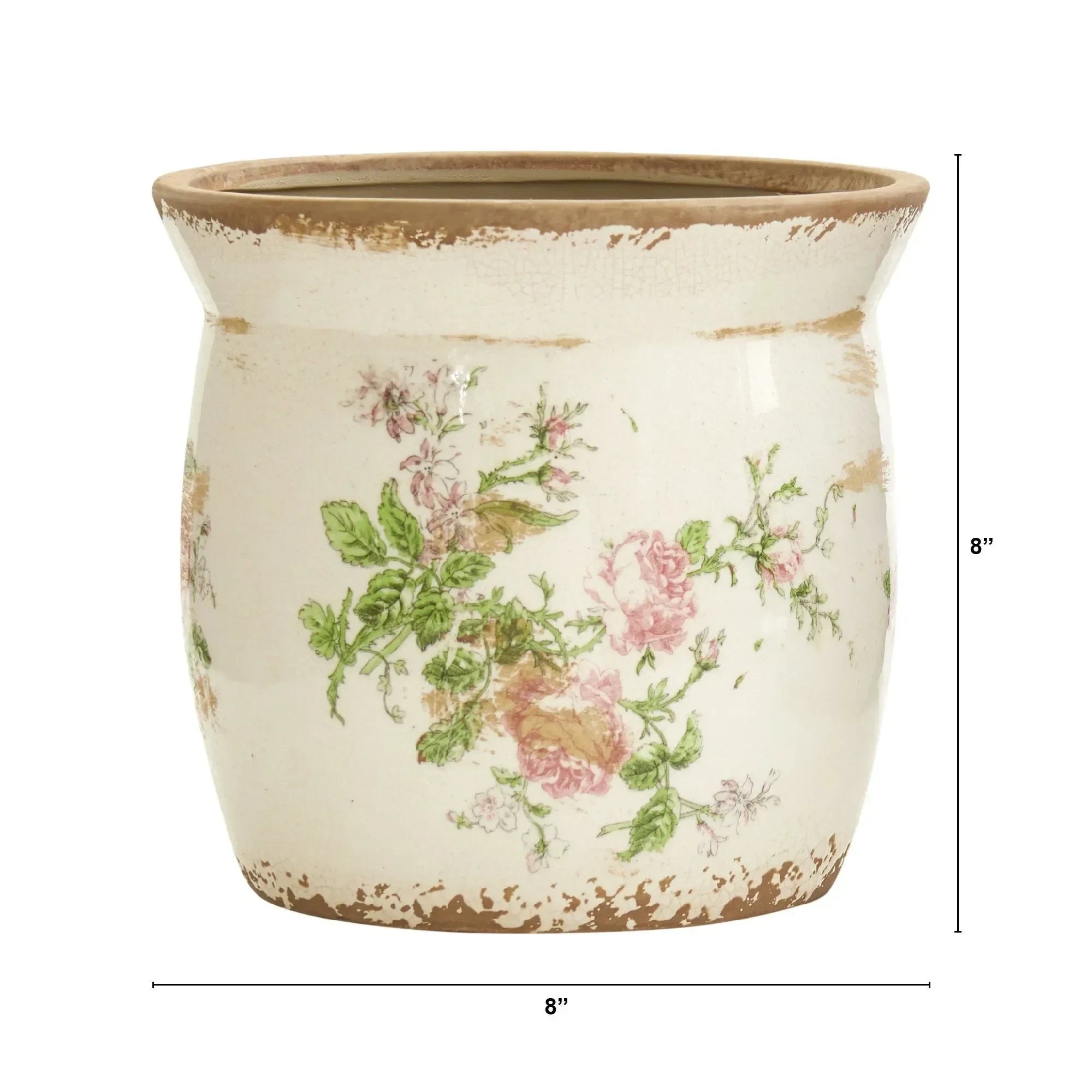 8” Tuscan Ceramic Floral Print Planter - The Mayfair Hall