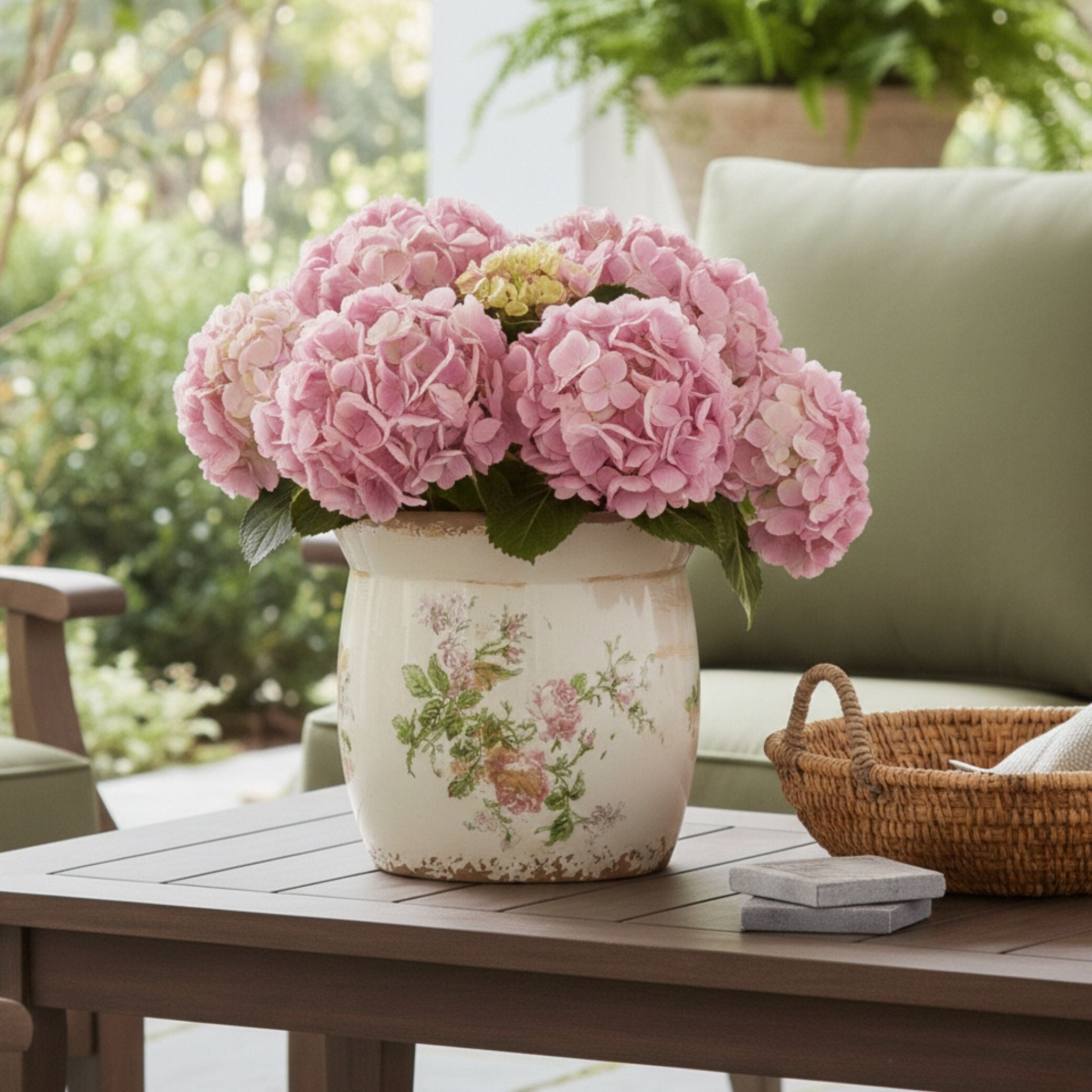 8” Tuscan Ceramic Floral Print Planter