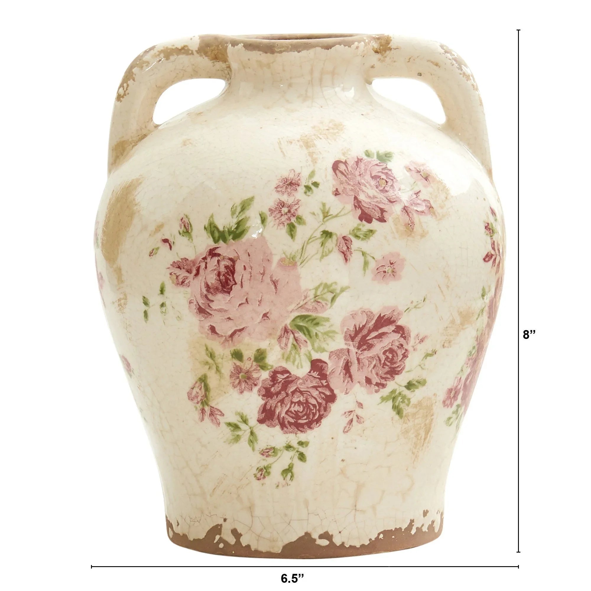 8” Tuscan Ceramic Floral Print Vase - The Mayfair Hall