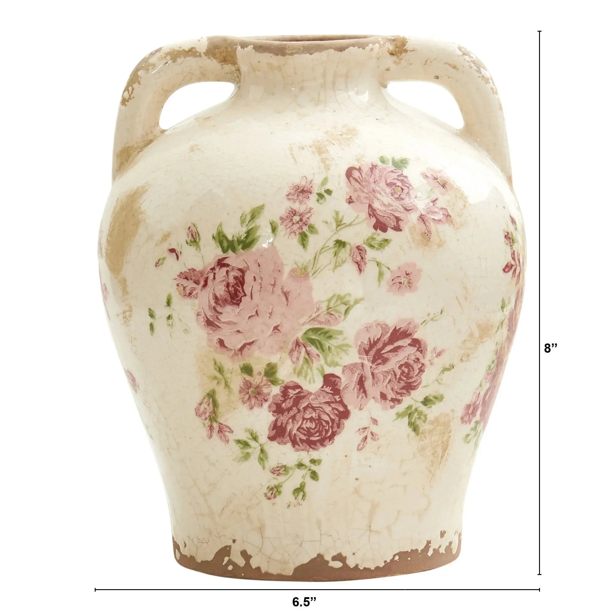 8” Tuscan Ceramic Floral Print Vase - The Mayfair Hall