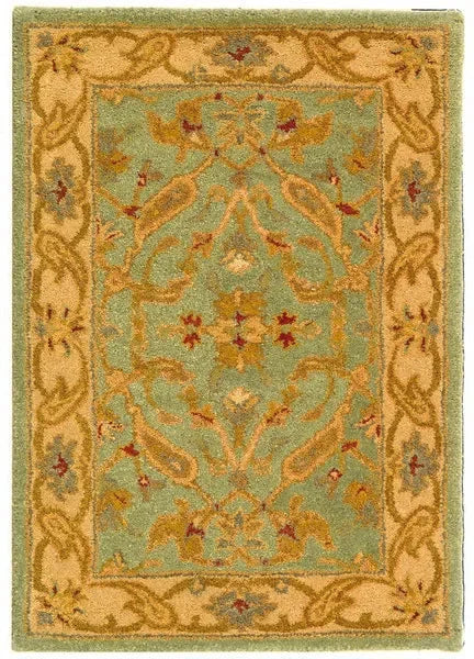 Antiquity Wool Rug in Teal and Beige - The Mayfair Hall