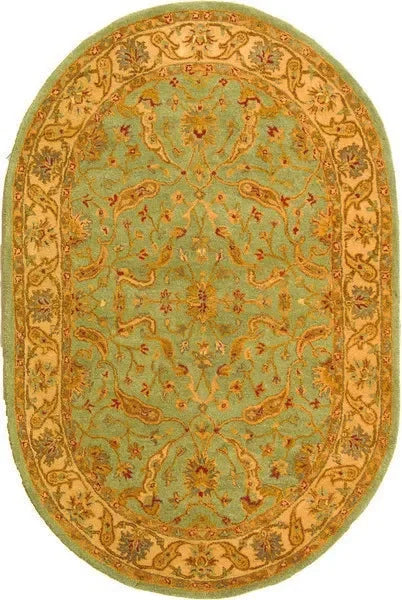 Antiquity Wool Rug in Teal and Beige - The Mayfair Hall