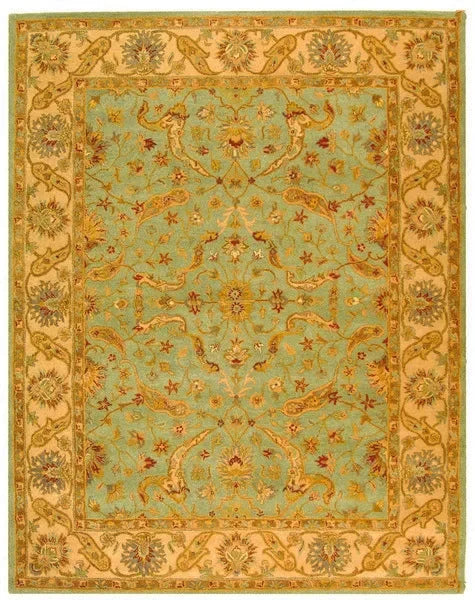 Antiquity Wool Rug in Teal and Beige - The Mayfair Hall