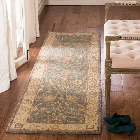 Antiquity Wool Rug in Blue and Ivory