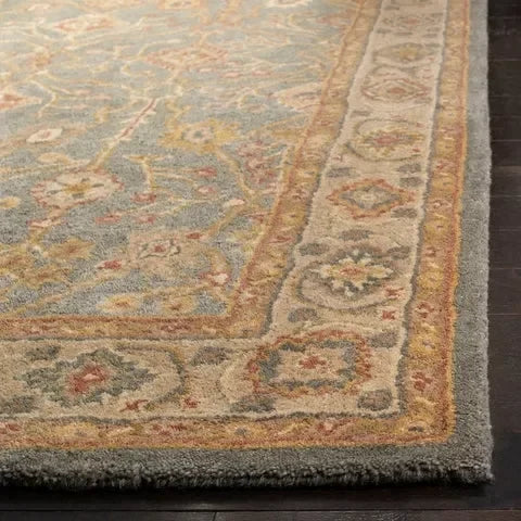 Antiquity Wool Rug in Blue and Ivory - The Mayfair Hall