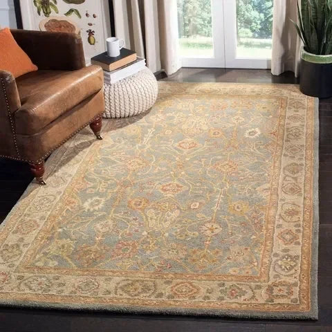 Antiquity Wool Rug in Blue and Ivory - The Mayfair Hall