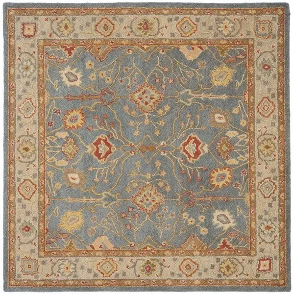 Antiquity Wool Rug in Blue and Ivory - The Mayfair Hall