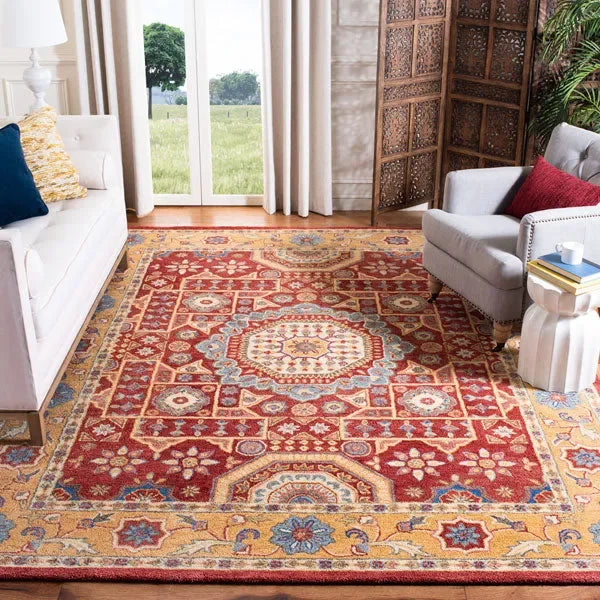 Antiquity Wool Rug in Red and Orange - The Mayfair Hall