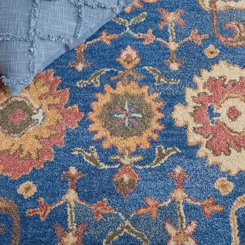 Antiquity Wool Rug in Navy and Beige - The Mayfair Hall