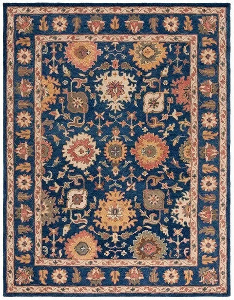 Antiquity Wool Rug in Navy and Beige - The Mayfair Hall