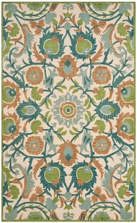 Antiquity Wool Rug in Ivory and Green - The Mayfair Hall