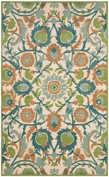 Antiquity Wool Rug in Ivory and Green - The Mayfair Hall