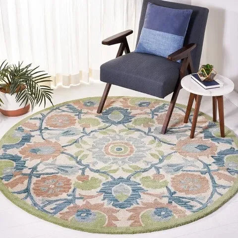 Antiquity Wool Rug in Ivory and Green - The Mayfair Hall