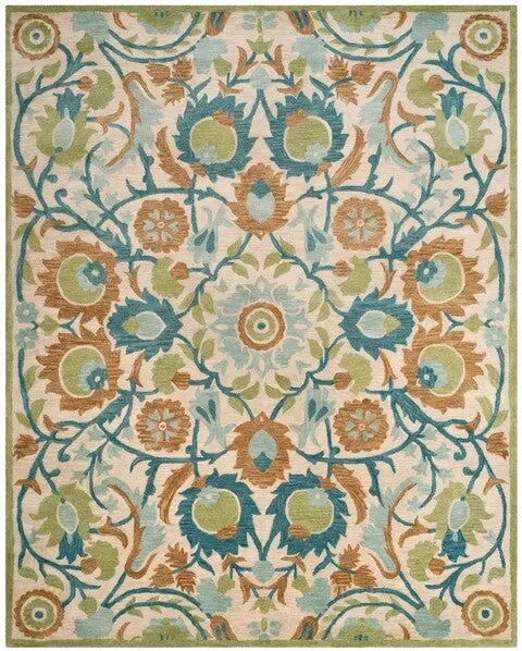 Antiquity Wool Rug in Ivory and Green - The Mayfair Hall
