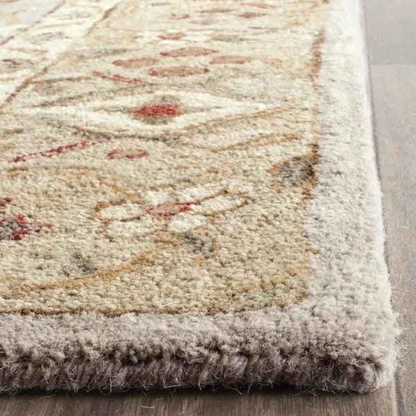 Antiquity Wool Rug in Gray Beige and Sage - The Mayfair Hall