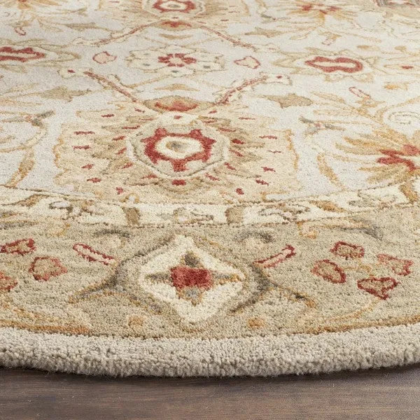Antiquity Wool Rug in Gray Beige and Sage - The Mayfair Hall