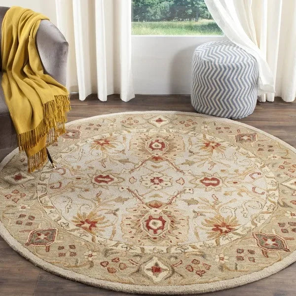 Antiquity Wool Rug in Gray Beige and Sage - The Mayfair Hall