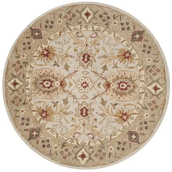 Antiquity Wool Rug in Gray Beige and Sage - The Mayfair Hall