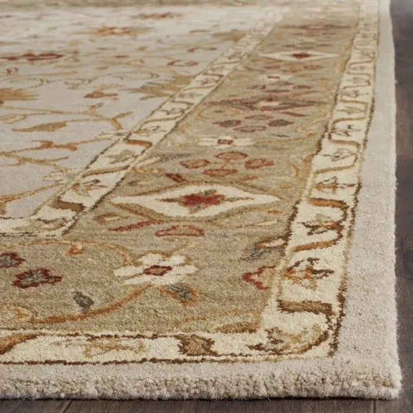 Antiquity Wool Rug in Gray Beige and Sage - The Mayfair Hall