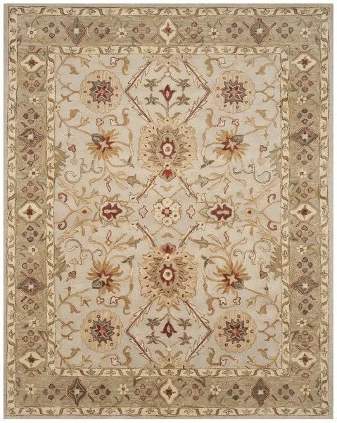 Antiquity Wool Rug in Gray Beige and Sage - The Mayfair Hall
