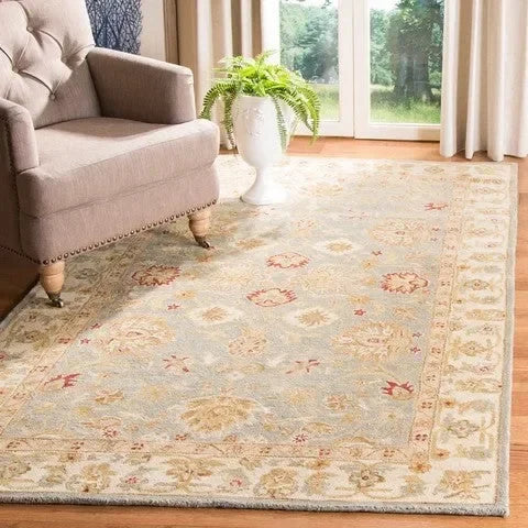 Antiquity Wool Rug in Gray Blue and Beige - The Mayfair Hall