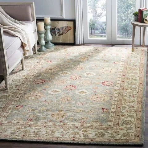 Antiquity Wool Rug in Gray Blue and Beige - The Mayfair Hall