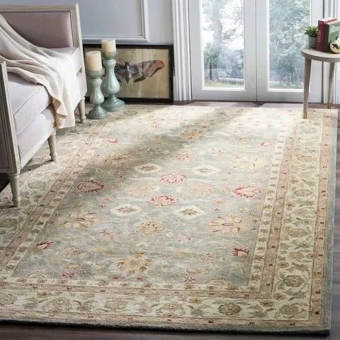 Antiquity Wool Rug in Gray Blue and Beige - The Mayfair Hall
