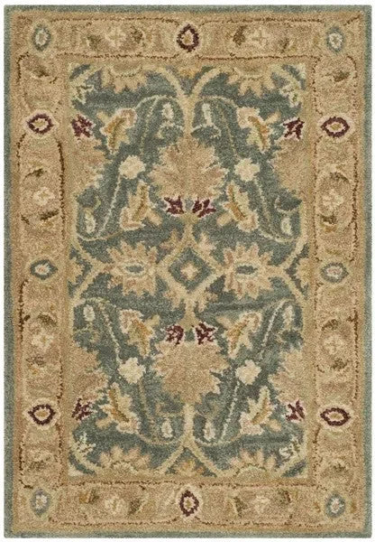 Antiquity Wool Rug in Teal Blue and Taupe - The Mayfair Hall