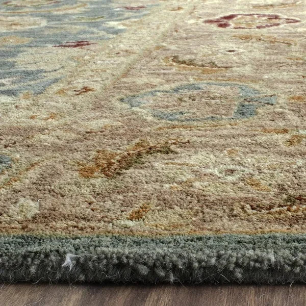 Antiquity Wool Rug in Teal Blue and Taupe - The Mayfair Hall
