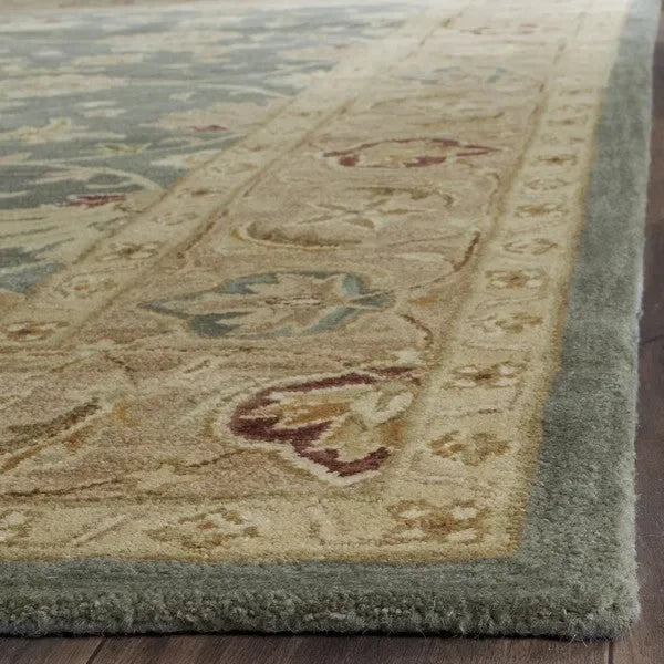 Antiquity Wool Rug in Teal Blue and Taupe - The Mayfair Hall
