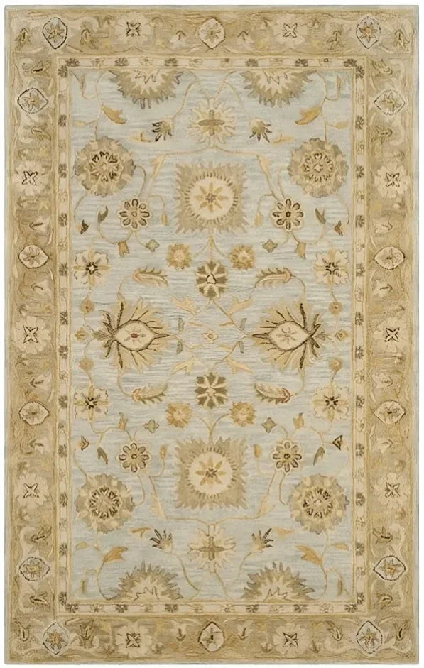 Antiquity Wool Rug in Light Blue and Sage - The Mayfair Hall