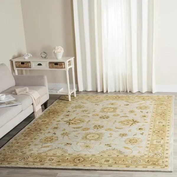 Antiquity Wool Rug in Light Blue and Sage - The Mayfair Hall