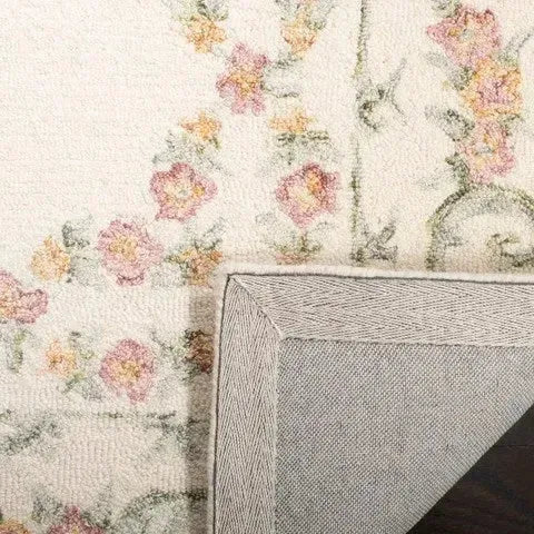 Aubusson Wool Rug in Ivory and Pink - The Mayfair Hall