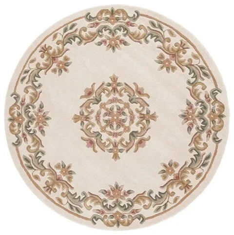 Aubusson Wool Rug in Ivory and Green - The Mayfair Hall