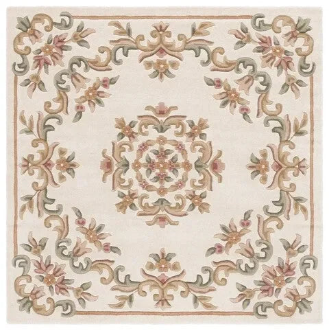 Aubusson Wool Rug in Ivory and Green - The Mayfair Hall