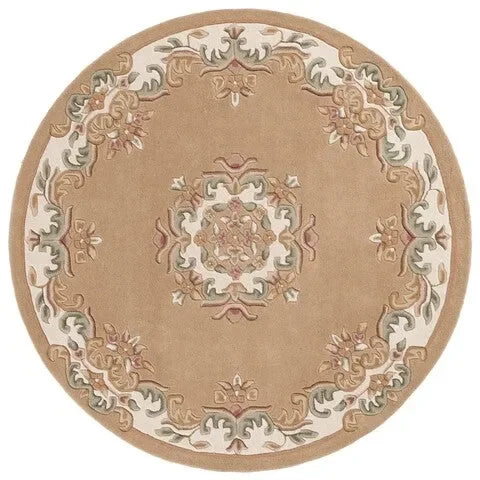 Aubusson Wool Rug in Beige and Ivory - The Mayfair Hall