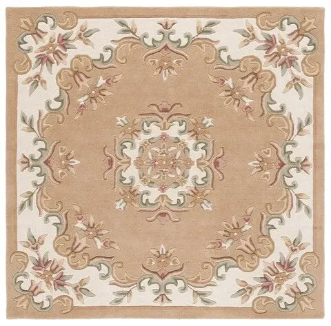 Aubusson Wool Rug in Beige and Ivory - The Mayfair Hall
