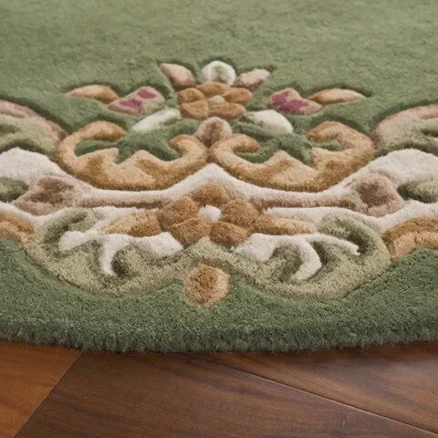 Aubusson Wool Rug in Green and Ivory - The Mayfair Hall